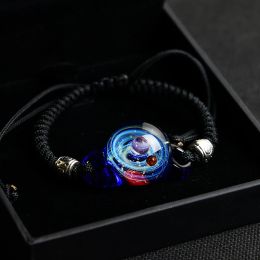 Bracelets LKO Nebula Cosmic Handmade Galaxy Glass Bracelet Lucky Hommes Femmes Couple Bijoux Cadeau de la Saint-Valentin