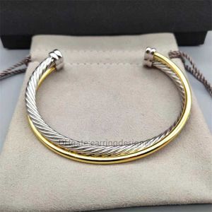 armbanden luxe bangle designer sieraden vrouw manchet armband kabel ronde kop kleur scheiding armband gesp b je je zilver met 18k goud verguld logo