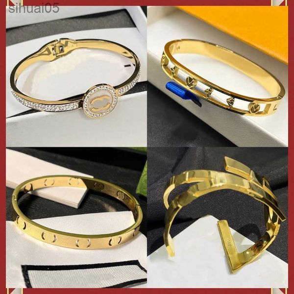 Bracelets de luxe Style Designer Bracelets femmes manchette hommes marque 925 argent à motifs émail acier inoxydable 240228