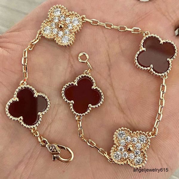 Bracelets de luxe Van Clover Bracelet de créateur perle 4 feuilles or 18 carats marque Laser Bracelet collier boucles d'oreilles de mariage un bijou