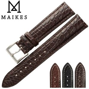 Bracelets Maikes Real Alligator Watch Band 18 mm 20 mm 22 mm 24 mm Créside de watch en cuir de crocodile authentique pour IWC Longines