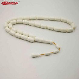 Bracelets Tasbih pour hommes, perles de prière en résine ivoire, haute imitation, cadeau pour père, bonne qualité, Bracelets blancs Misbaha