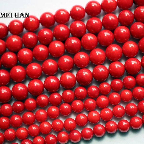 Bracelets Meihan livraison gratuite naturel A + corail rouge 6mm 8mm perles rondes en vrac pour la fabrication de bijoux