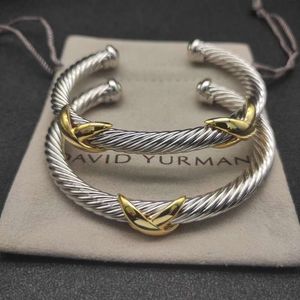 Bracelets Hommes Dy X Ring Sliver Gold Double Twisted BraceletDY MM pour femmes Haute Qualité Station Câble Cross Collection Vintage Ethnique Boucle Hoop Punk Bijoux