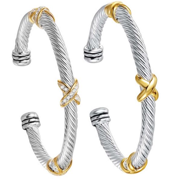 Bracelets Hommes Dy x Sliver Or Double Bracelet Torsadé En Acier Inoxydable Réglable Mode Bracelet pour Femmes Boule De Mariage Bijoux De Luxe Ami Cadeaux