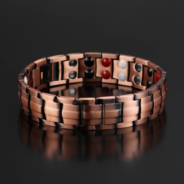 Bracelets magnétiques pour hommes, Bracelet de santé en cuivre pur 99.95%, énergie, tension artérielle, aimants, bijoux, vente en gros