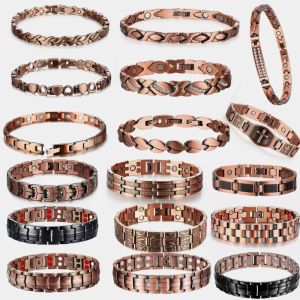 Bracelets Men Bracelet Pure Copper Health Energy Germanium Bracelet magnétique Hologramme Hologramme Chaîne de liaison Bracelets pour les femmes arthrite