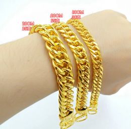 Bracelets Boutique Men's Boutique Tank Jinfu épaissis 24k Men's Pure Gold 3 Types Bracelet 24k Couleur d'or Pure Bracelets Exquis Cadeaux d'anniversaire