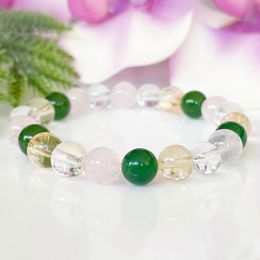 Bracelets MG1494 Bracelet de pierres précieuses du zodiaque Taureau Quartz Rose Quartz clair Citrine vert Jade cristal de guérison pierre de naissance de mai cadeau Taureau