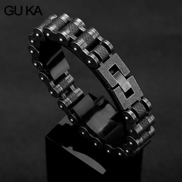 Bracelets Moto hommes Bracelet 13MM en acier inoxydable rétro bijoux large main chaîne accessoires Bracelet mâle bracelets amis pour cadeau