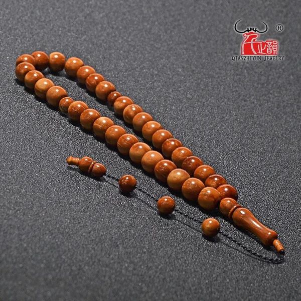 Bracelets MSL002 perles chapelet de haute qualité 33 perles de prière fruits de palme naturels Kuka Tasbih bracelet à breloques 12x10mm perles de tambour