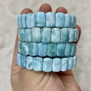 Pulseras Pulsera de cuentas de pectolita de larimar Natural/cobre dominicana brazalete de piedras preciosas de larimar genuino para mujer para regalo