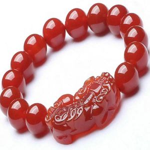 Bracelets Natural Red Jade Pixiu Bracelet Pulsera Feng Shui Men Femmes Guérison Bijoux Councarniens Bernelies élastiques Bracelets d'amulette Lucky