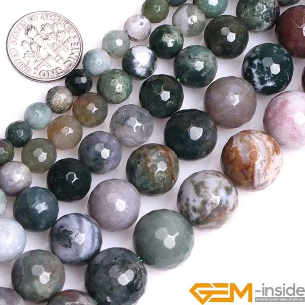 Bracelets Pierre naturelle Agates indiennes perles à facettes rondes pour la fabrication de bijoux 15 