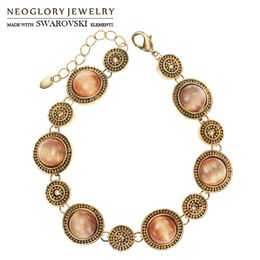 Armbanden Neoglory Oostenrijk Rijnste opaal Charm Bracelet Antieke ronde kralen Bangle vintage stijl voor dame trendy klassiek cadeau