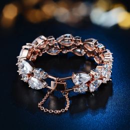 Bracelets Nouvelle marque de haute qualité Bracelets pour femme de luxe Mona Lisa blanc/or Rose plissé clair cubique Zircon Bracelets Bracelets