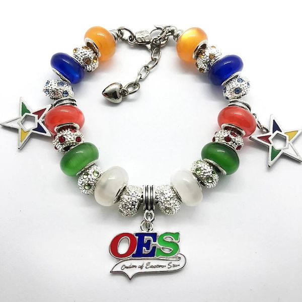 Pulseras Nuevo diseño colorido orden de la sociedad estrella del este símbolo joyería OES brazalete de cuentas con orificio grande