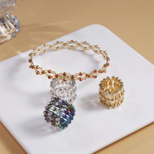 Bracelets New Design Magic 2 en 1 pliant anneau rétractable Zircon Multicouche Twist Rings For Women Girl Charm Bracelets Fashion Jewelry