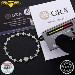 Bracelets Nouveau glacé Bling Star D VVS Moissanite bracelet à breloques or argent couleur bracelet pour hommes femmes Hip hop bijoux 100% 925 Sterling