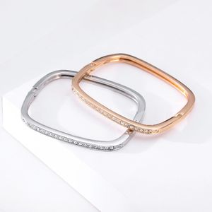 armbanden Nieuwe sieraden Minimalistisch Vierkant Ingelegde Diamant Geometrische Lijn Fijne Armband Buitenlandse Handel Bron in Europa en Amerika