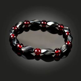 Bracelets Nouveau bracelet magnétique Hématite Stone Thérapie Santé Santé Perles d'hématite Brangle Menant Men de charme élégant Bracelets pour femmes