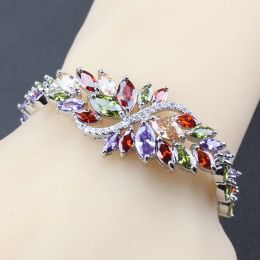 Bracelets Niza marca femenina brazalete brazalete colorido circonio cúbico joyas grandes para mujeres accesorios de boda 8colors 18+3cm