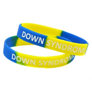 Armbanden OBH 50PCS Down Syndroom Bewustzijn Siliconen Rubber Armband Gesegmenteerde Kleur