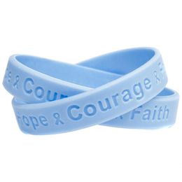 Bracelets OBH 50PCS Hope Courage Faith Bracelet en caoutchouc de silicone en creux de sensibilisation au cancer