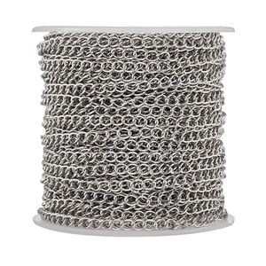 Bracelets Pandahall 25m / rouleau Chaînes de trottoir en acier inoxydable Lien chaînes torsadées soudées pour le bracelet bricolage de fabrication de bijoux 4x3x0,6 mm