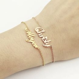 Bracelets Personalized Name Chains Bracelet Charms Handmade Jewelry Custom Engraved Handwriting Signature Pulseira Feminina Women Kids