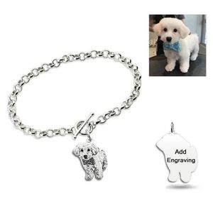 Bracelets Personnalisé Pet Chat Chien Photo Bracelets Argent Bracelets Graver Nom Mots Bracelet Personnalisé Femmes Pulsera Bijoux Cadeau Commémoratif