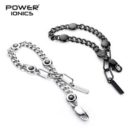 Pulseiras Power Ionics Novo Design Moderno 316 Aço Moda Pulseira Magnética Corrente Cubana Gravura Livre