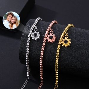 Bracelets Projection Bracelet photo personnalisée pour femmes en alliage de cuivre Bracelets Bracelets Bijoux Famille commémora Amateur cadeau