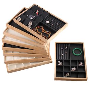 Armbanden Pu Leer Bamboe Sieraden Display Lade Ketting Armband Ringen Oorbellen Display Sieraden Organisator Houder Showcase