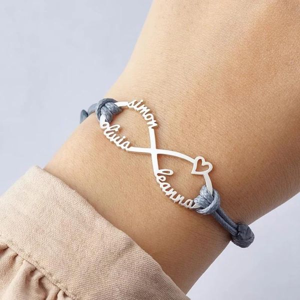 Bracelets Qitian personnalisé infini amour nom Bracelet personnalisé fait à la main tressé corde Bracelets nom bijoux cadeau son réglable