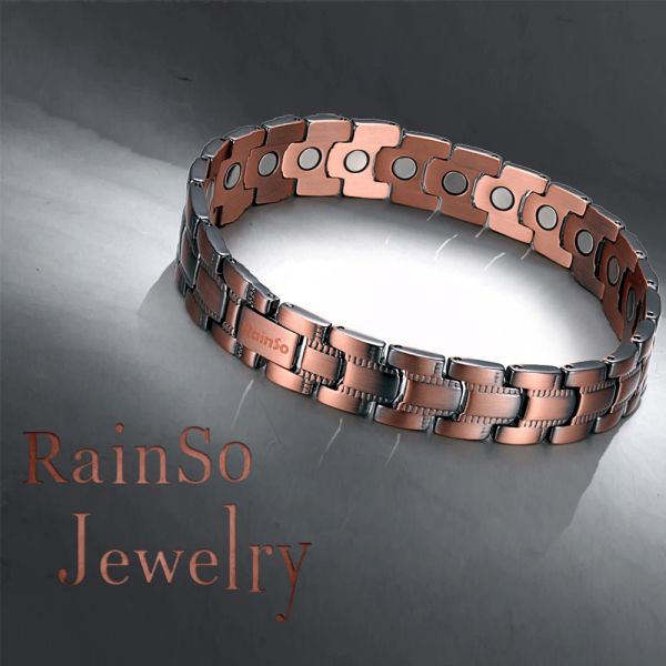 Bracelets Rainso 99,99% Bracelet de cuivre pur vintage pour les hommes femmes Bio Energy Healing Bracelets magnétiques