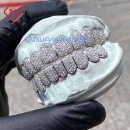 Bracelets Real S925 Rapper completamente helado Moissanite Dientes de dientes Busto abajo Corte profundo D Color D MOISSANITE DIAMOND GRILLZ