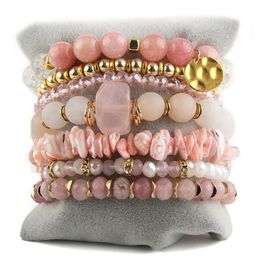 Bracelets RH mode bohême bijoux accessoire pierre/verre perlé 6pc pile Bracelets extensibles ensemble pour les femmes cadeau