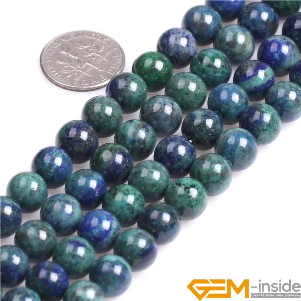 Bracelets ronds malachite azurite lapis lazuli perles pour bijoux faisant un brin de bricolage 15 pouces