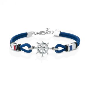 Armbanden Runda heren touwketting armband blauw nylon roer met roestvrij staal verstelbare maat 22 cm mode nautische armband voor mannen