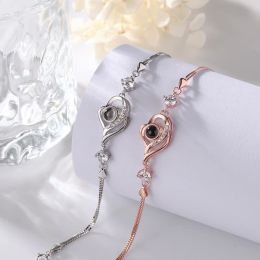 Bracelets S925 argent coeur boîte chaîne Projection Bracelet personnalisé Photo Bracelet saint valentin cadeau a une signification commémorative