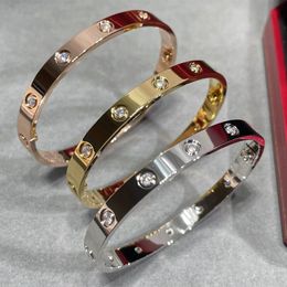 Braceletas Tornillo de brazalete Menores Unisex Joyas de acero inoxidable chapada en acero Pulsera de diamantes para mujer Braclet clásico de diseñador