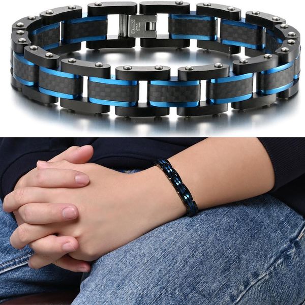 Pulseras Scte Pulseras de motocicleta para bicicleta Pulsera de fibra de carbono sólida Pulsera de motorista de acero inoxidable Marca superior Joyería para hombres Dropshipping