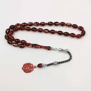 Bracelets Bracelet spécial homme Tasbih en résine rouge 33 perles de prière cadeau islamique pour l'Aïd Kazaz masbaha design arabe Misbaha Masbaha chapelet