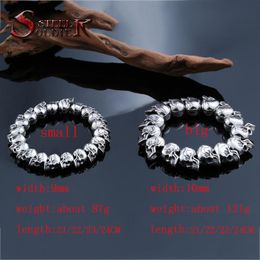 Bracelets de acero Soldado Soldado Diseño de calavera de roca 316L Pulsera de acero inoxidable Men Fashion and Vintag Jewelry