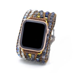 Bracelets Band de montre Apple Watch Boho Boho Stone Wax Rope Bracelet Natural Stone 5 Wrap Bracelet Watch Band WholesaledRopshipping