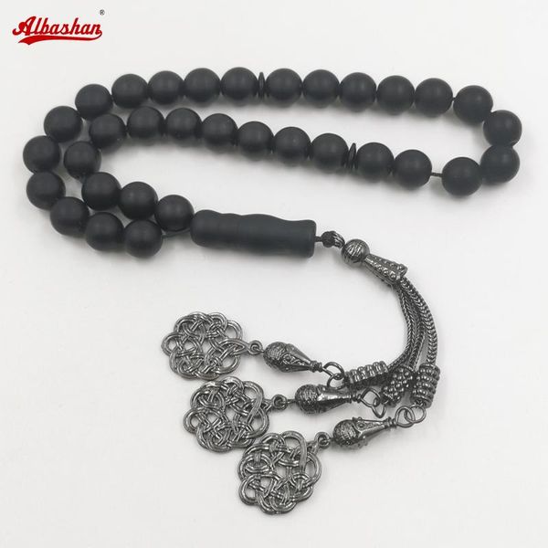 Pulseras Tasbih Hombres Negro Mate ágatas piedra cuentas de oración musulmana Rosario islámico 33 cuentas pulseras Eid Regalo misbaha accesorios turcos