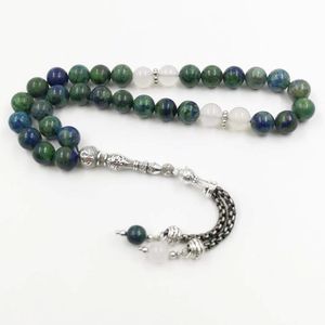 Bracelets Tasbih chrysocolle naturelle avec pierre d'agates blanches hommes pierres précieuses chapelet perles musulman misbaha Eid cadeau accessoires bracelets islamiques