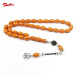 Bracelets Tasbih – chapelet musulman en résine Orange, perle avec pierre d'onyx, accessoires à la mode turque, perle de prière islamique