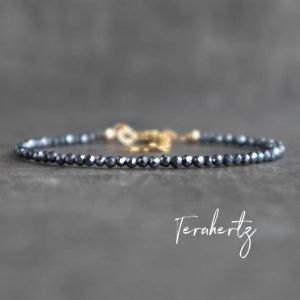 Bracelets Bracelet en pierre Terahertz, bracelet perlé en cristal térahertz, bracelets de pierre précieuse de positivité pour femmes, cadeau de méditation pour elle